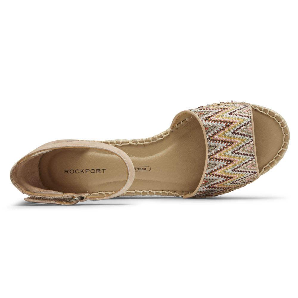 Rockport Womens Sandals Khaki - Marah Woven Ankle Strap - UK 907-XKONSV